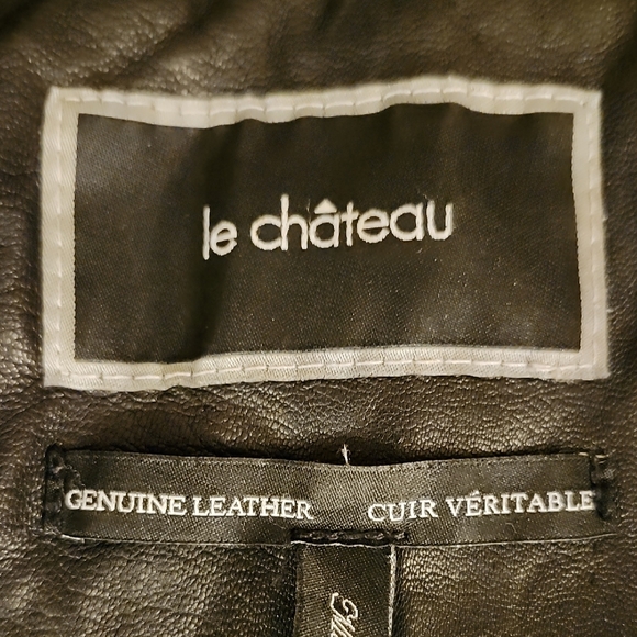 Le Château Black Leather Moto Jacket XS Silver Hardware Excellent Condition - Picture 8 of 16